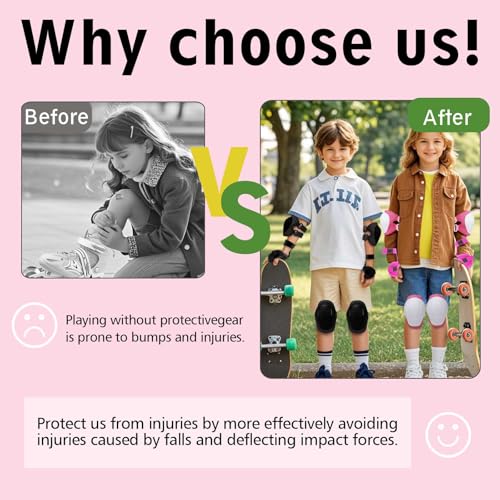 Knieschoner Kinder, 6 in 1 Schoner Inliner Jungen und Mädchen Ellenbogenschützer Set mit Handgelenkschutz für 3-8 Jahre alte Kleinkinder beim Skaten Radfahren und Skateboards (Schwarz)