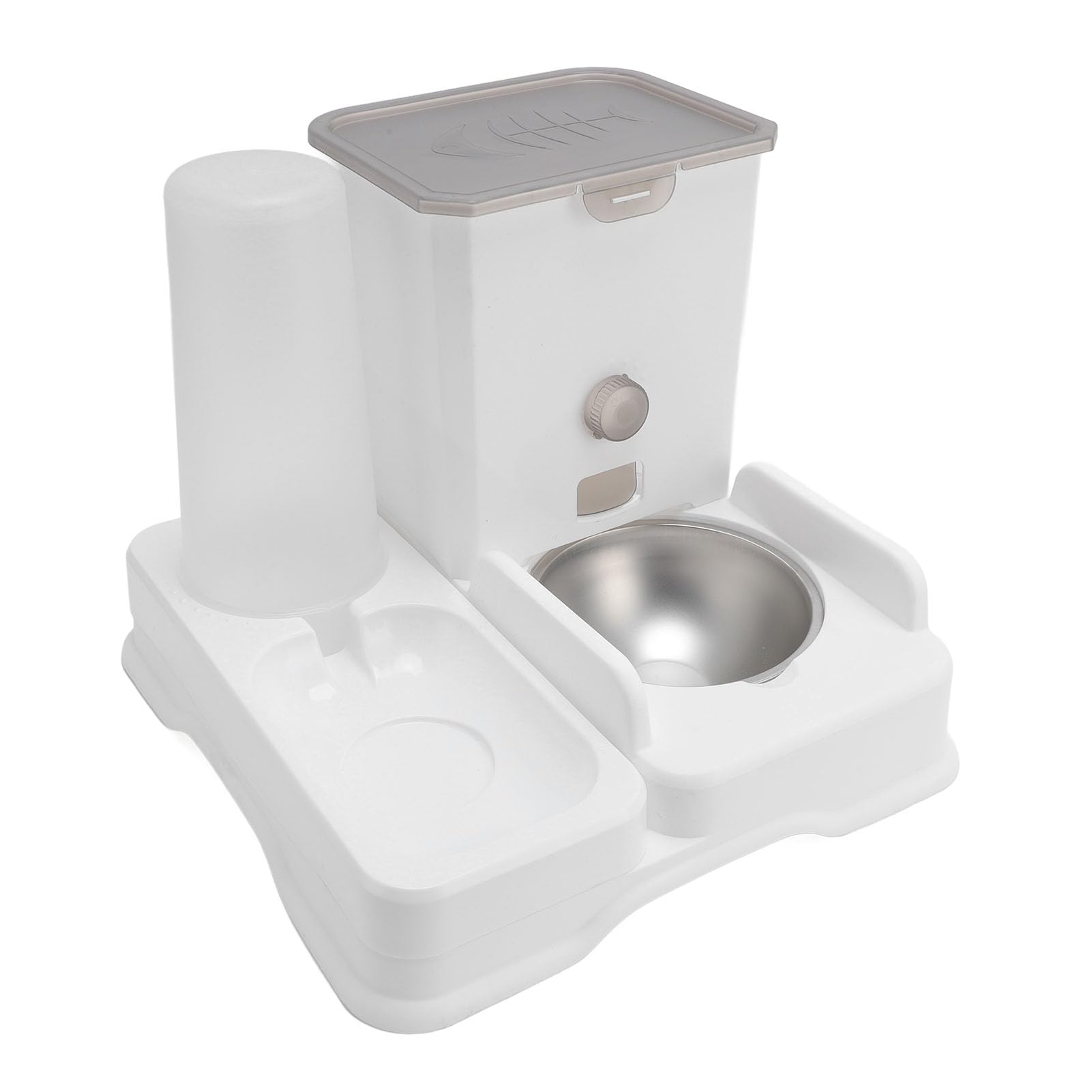 Aramox Distributore Automatico di Acqua per Alimenti per Animali Domestici, Design in Plastica Alimentatore per Cani e Gatti 2 in 1 con Doppie Ciotole per Idratazione e Nutrimento
