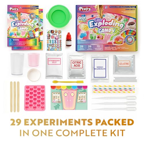 Image of Playz Edible Exploding Candy Making Kit for Kids Age 8-12, 29+ Fun Science