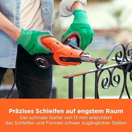 BLACK+DECKER 350W, 13mm Feilenschleifer mit 3 Schleifbändern & Staubsammelsystem, KA900E-QS