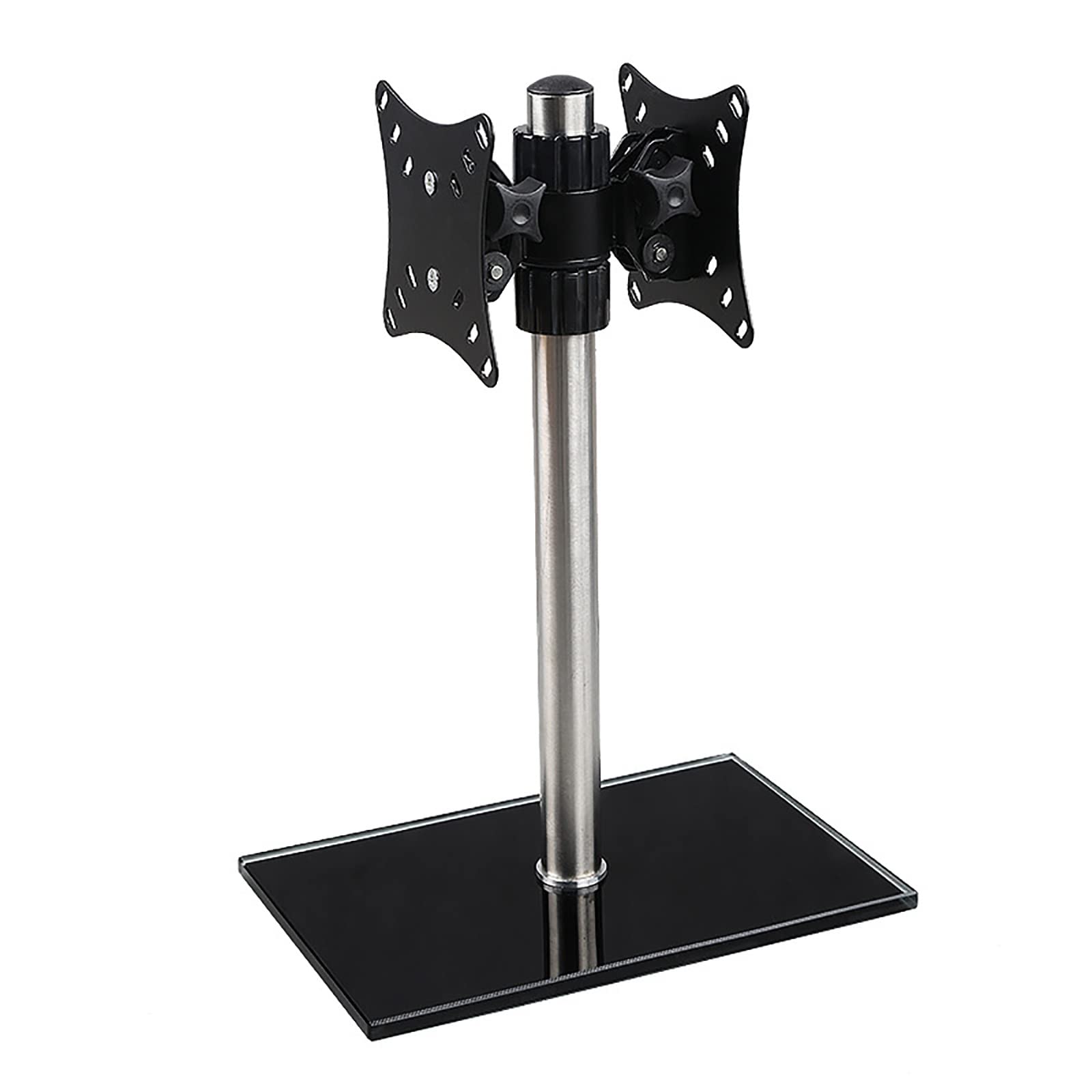 Support TV double écran 14-27" réglable en hauteur avec base verre