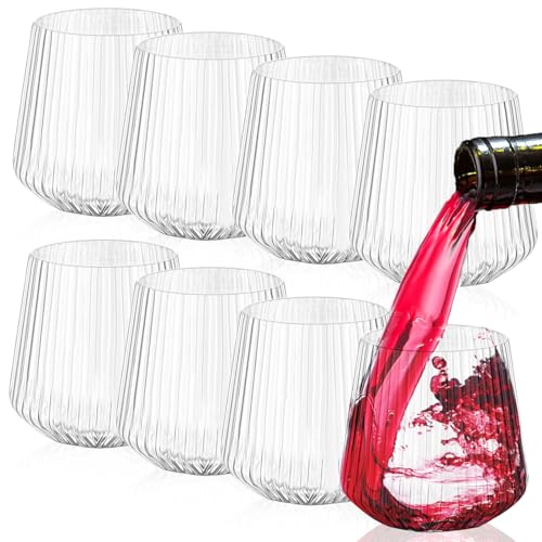 Exquilnova 8er-Set 400 ml Weingläser Kunststoff, Plastik Weingläser Mehrweg, Tragbare Camping Gläser Unzerbrechlich, Transparenter Kunststoffgläser mit Geriffelt für Familie, Camping, Party (8er Set) Exquilnova 8er-Set 400 ml Weingläser Kunststoff, Plastik Weingläser Mehrweg, Tragbare Camping Gläser Unzerbrechlich, Transparenter Kunststoffgläser mit Geriffelt für Familie, Camping, Party (8er Set)