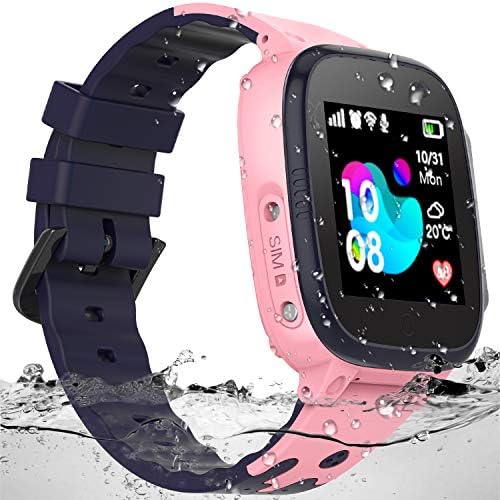 SZBXD Kids Waterproof Smart Watch - Boys & Girls Smartwatch Phone with Camera Games Touch Screen SOS Call Voice Chatting Christmas Birthday Gift (Pink)