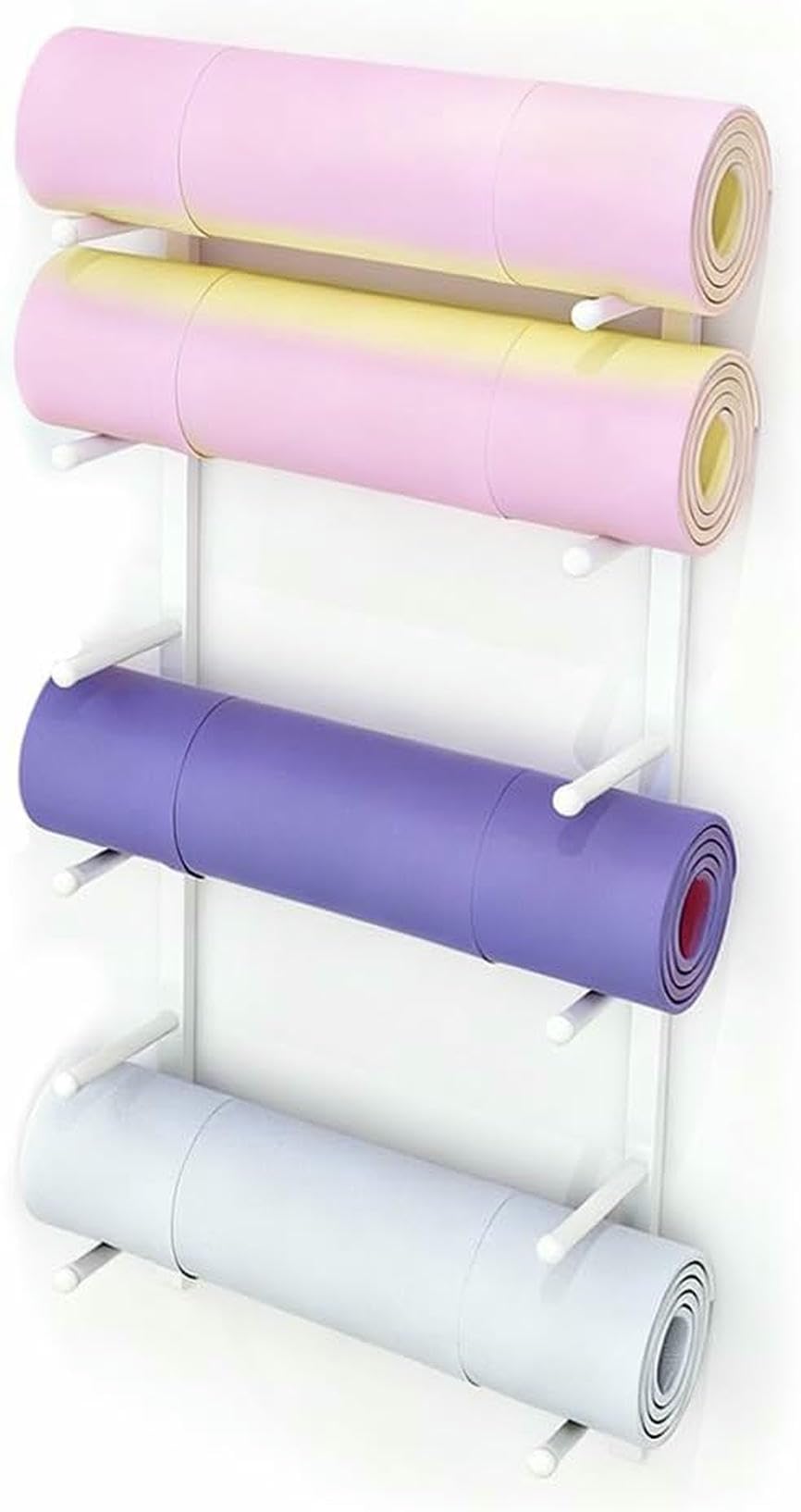 Soporte de pared para esterilla de yoga, estante de almacenamiento de metal multicapa para uso doméstico y estudio