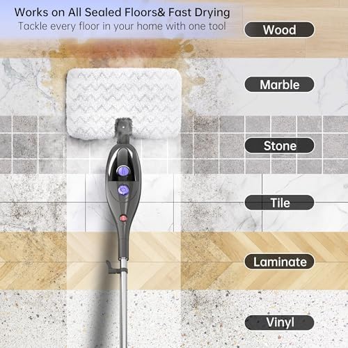 Steam Mop, Upgraded 12-in-1 Steam Mopping Cleaners, 15-Second Fast Heat Up,Lightweight, Large 400ml Tank, Adjustable Steams for Multi-Surface Cleaning - Floor, Windows, Furniture & More - 4