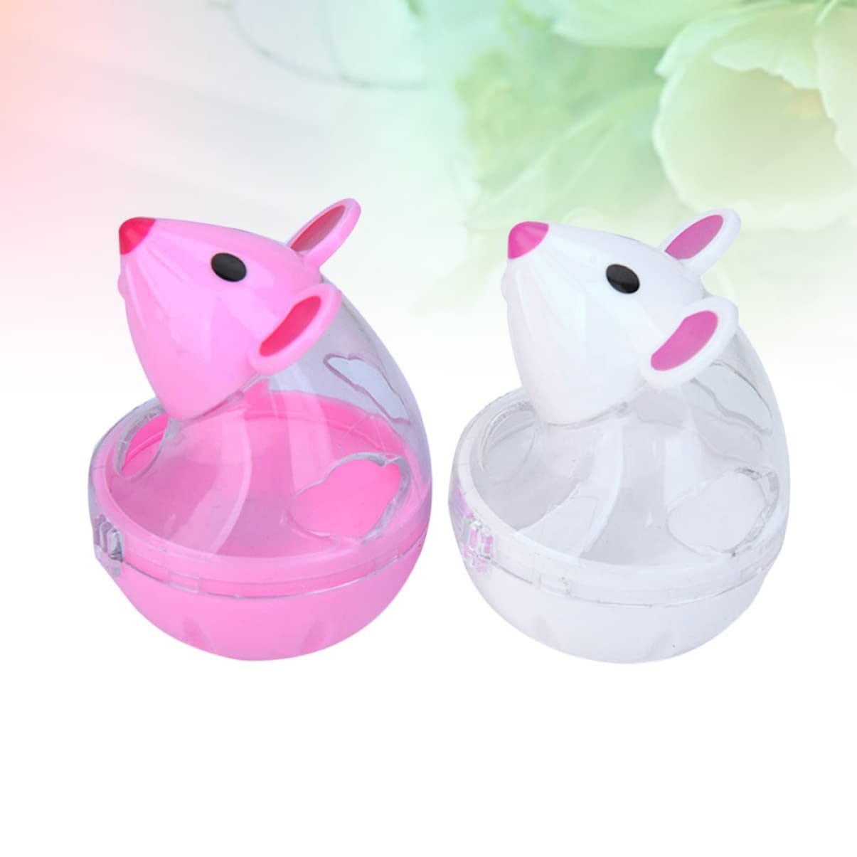 Happyyami 6piezas Comedero Interactivo para Gatos Dispensador De Snacks Forma De Ratón Juguete De Tumbler para Mascotas Diseño De Filtración De Comida y Rojo