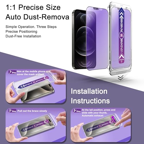 Image of 2-Pack Anti Blue Light Matte Screen Protector for iPhone 12 Pro Max 6.7-Inch, Auto Dust Removal, No Bubbles, High Definition Clear, Easy Installation