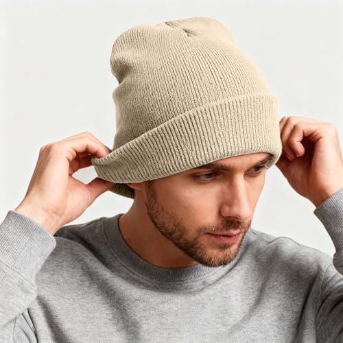 Image of ZOORON Beanie for Men Women Warm Winter Hat Unisex Soft Knit Cuffed Beanie