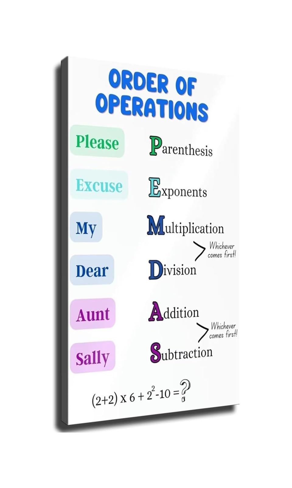 MQXFCZUX Math Order Of Operations Poster PEMDAS Rule Classroom Chart Wall-Art Decor For Teacher Office Home