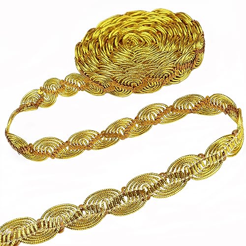 Gold Gimp Braid Trim 6 Yards Metallic Scalloped Edge Lace Trim for Sewing Curtain Holdbacks Lampshades