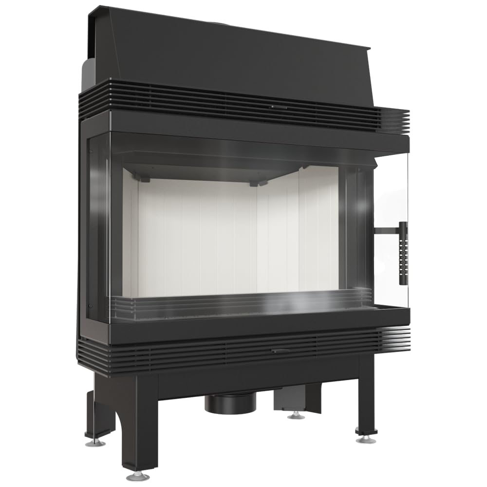 KRATKI Inserto per camino in acciaio a legna BLANKA 11 kW Ø180 bifacciale A | Acciaio nero, efficienza 78%, classe A. Ecodesign, BImSchV 2.; con grande vetro; combustione efficiente; basse emissioni