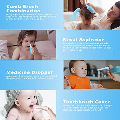 Vusddy Baby Pflegeset für Neugeborene - 10-teiliges Erstausstattung für Neugeborene - Tragbares Baby Hygiene Zubehör für Jungen und Mädchen - Ideal Neugeborenen Geschenk für Baby Shower(Blau) – Bild 5