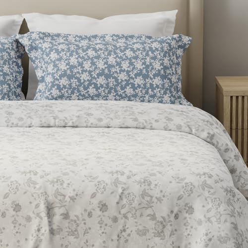 Image of Layers 100% Cotton for Double Size Bed | 120 TC Floral, Soft, Breathable, Machine Washable Bedsheet with 2 Pillow Covers | Forever Collection (224 x 254 cm) - Grey