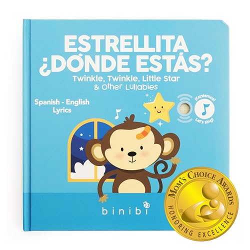 Image of Binibi Spanish Musical Book for Toddlers 1-3 Estrellita ¿Dónde Estás? & Other Nursery Rhymes | Spanish Learning for Kids | Bilingual Children's Sound Book | Libro en español para bebés