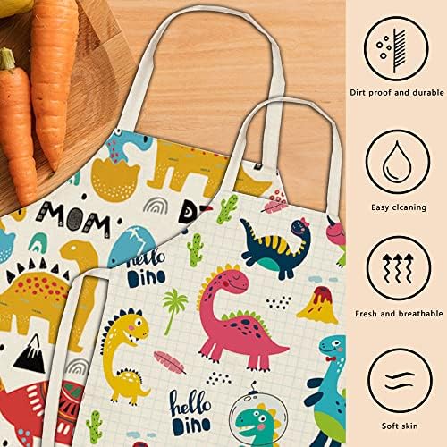 2 PCS Kids Apron, Adjustable Cartoon Kids Apron, Linen Kids Cooking Aprons for Drawing, Painting, Baking, Cooking Party Favors