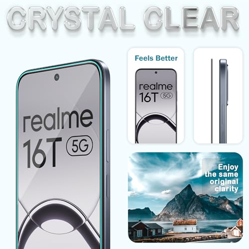Image of FIRST MART Tempered Glass Screen Protector for Realme 16T - Full-Glue Screen Guard, 3D Edge to Edge, HD Clear, Bubble-Free, Case-Friendly, Black, Pack of 2