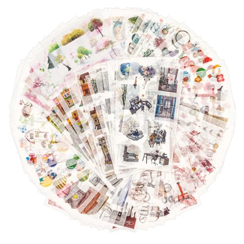 72 Hojas Pegatina de Scrapbook, Washi, Decoración, Planificador y Diario para Adultos - Álbum, Fabricación de Tarjetas, Arte y Artesanía (Secret Garden)