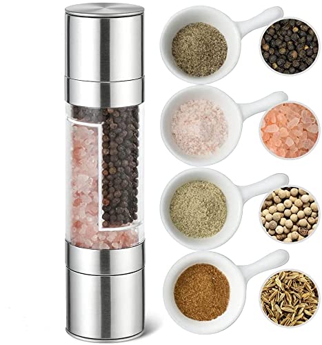 2 in 1 Salt & Pepper Grinder,Adjustable Manual Premium Stainless Steel All in One Grinder,Suitable for Herbs and Spices,Design Gifts for Chefs Spice Jar for Home, Restaurant, Party, Picnic-image-29