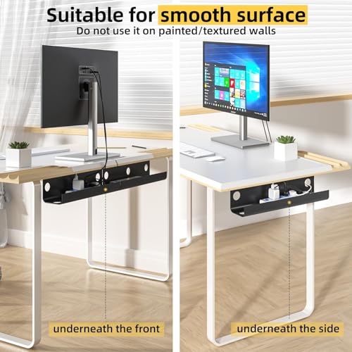 Yecaye 2-Pack Under-Desk Cable Tray Kit with Adhesive Mount — view 5