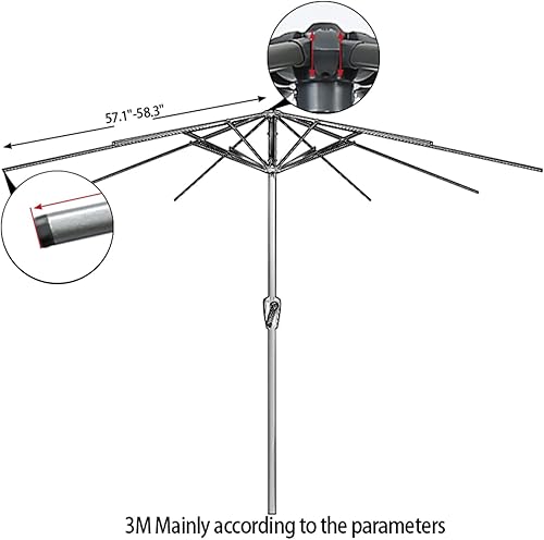 Miniatura 2 de Toldo de repuesto para sombrilla de patio de 9 pies  10 pies con 8 varillas  6 varillas, cubierta de tela de repuesto para sombrilla de exterior
