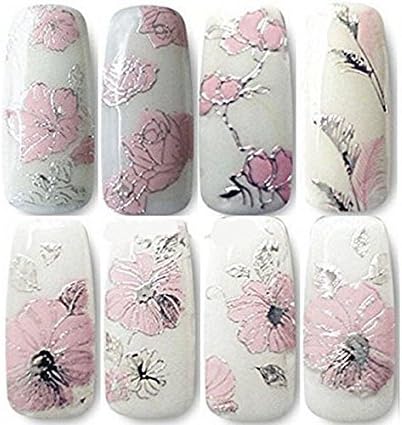 CJESLNA 3D Nail Art Stickers - 2 Sheets Nail Art Decals DIY Decorations Water Transfer Nail Care (Rose)