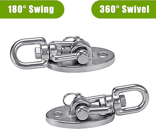 Miniatura 3 de SELEWARE Juego de colgadores de columpio de acero inoxidable SUS304, resistentes y giratorios de 360, capacidad de 2000 libras, juego de columpios,