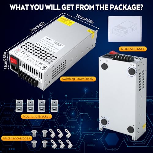 Image of VAYALT 24V 50A 1200W DC Switching Power Supply, Universal Regulated Switching AC 110V /220V to DC 24V Transformer, Power Supply for Industrial, CCTV, Computer Project, LED Strip Light (No Power Cord)
