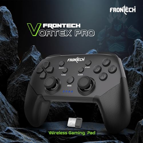 Image of FRONTECH Vortex Pro Wireless Gaming Pad, Dual Motor Vibration, 2.4G USB, 400mAh Battery, for PC /Windows /PS3 /Android TV (GP-0003)