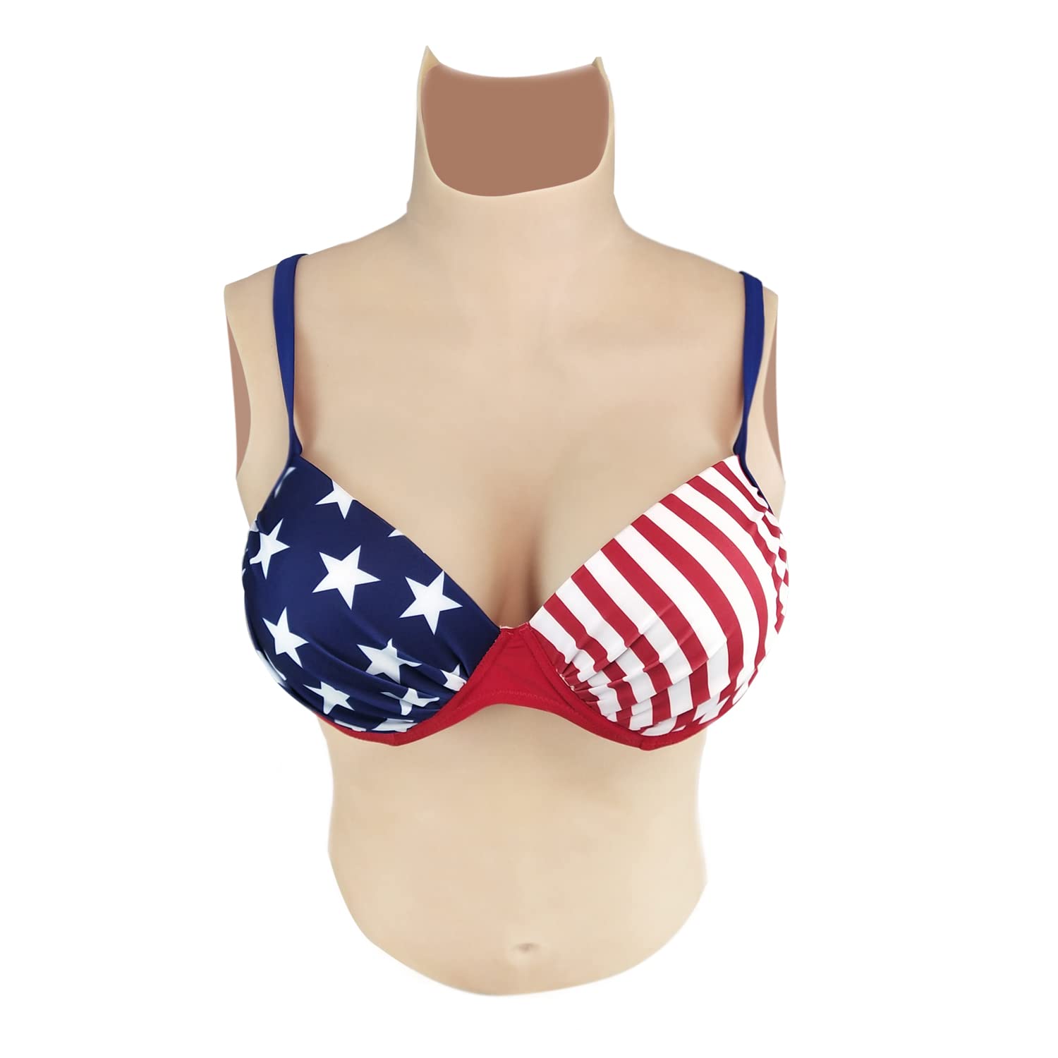 WisfancyHalf Body Breastplate Silicone Breast Forms Body Suit B-G CUP for Crossdressers Drag Queen Mastectomy Transgender