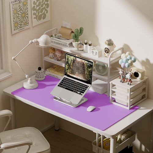 Image of Aothia Faux Leather Desk Mat - Large Mouse Pad, Non-Slip PU Leather Blotter, Waterproof Writing Surface for Office and Home (Iris Violet, 47.2 inch x 23.6 inch)