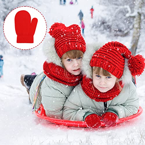 6 Pairs of Mittens Winter Cotton, Acrylic and Spandex Warm Knit Mittens for Little Boys Girls (6 Colors)3