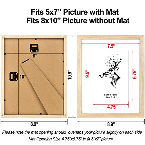 Yaetm 8X10 Picture Frame Matted To 5X7 Set Of 2, Solid Oak Wood Photo Frames With Tempered Glass, 8 By 10 Wooden Picture Frames Display On Tabletop Or Wall Mounting (2 Pack, Oak) #TOP4