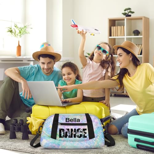 Personalized Dance Bag Gym Bag for Girls, Custom Sports Duffel Bag for Kids, Weekender Bags Travel Duffle Bag, Glitter Dance 7