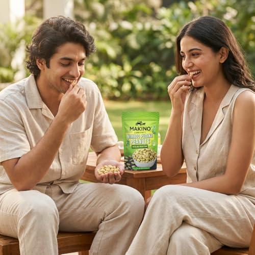 Image of Makino Nimboo Pudina Roasted Peanuts, (Pack of 2) 140g | Tangy Lemon Mint Flavour Peanut Snack | High Protein & Fiber Rich | Gluten Free, Zero Cholesterol & Trans Fat Free | Only Roasted Not Fried | Crispy Crunchy Healthy Namkeen