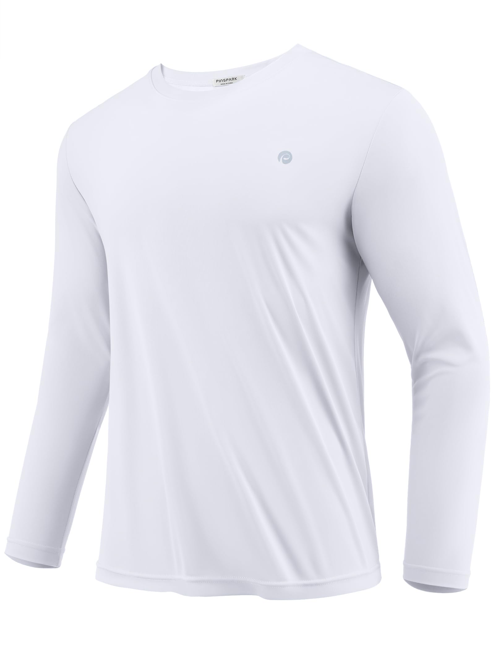 PINSPARK Camiseta Deportiva Hombre Manga Larga Secado Rápido Transpirable Anti-UV Ropa Deportiva para Gimnasio Running Fitness Cuello Redondo