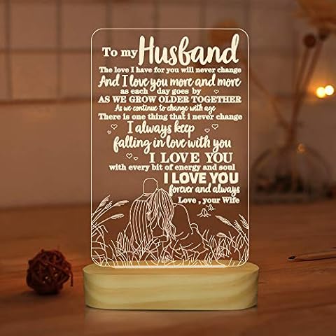to My Husband Gifts from Wife,3D Illusion Lamp I Love You Night Light for Men Him Valentines Birthday Anniversary Romantic Gift Cover