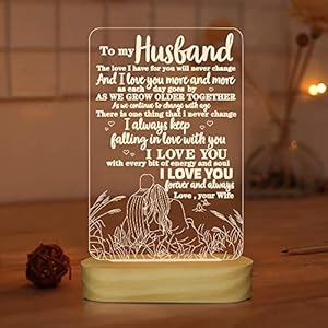 to My Husband Gifts from Wife,3D Illusion Lamp I Love You Night Light for Men Him Valentines Birthday Anniversay…