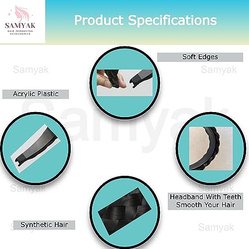 Image of Samyak Synthetic Hair Braided Hair Band 4 Plaited Headband For Women & Girls Fashion Hair Accessory (Black)
