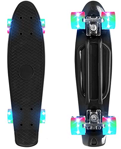 ChromeWheels Skateboard 22 inch Complete Skate Board Mini Cruiser with LED Light Up