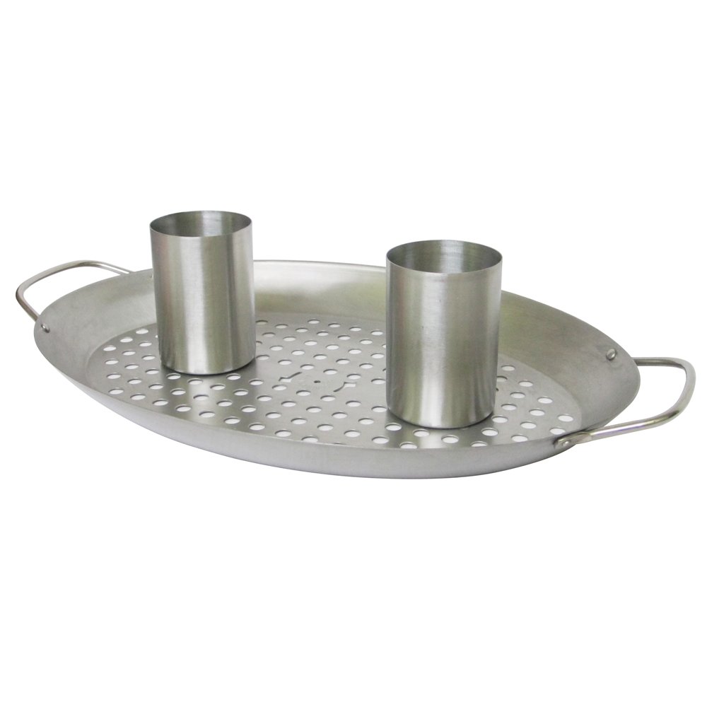 Callow Retail Double Chicken Roaster for BBQ or Oven, includes stainless Drip pan