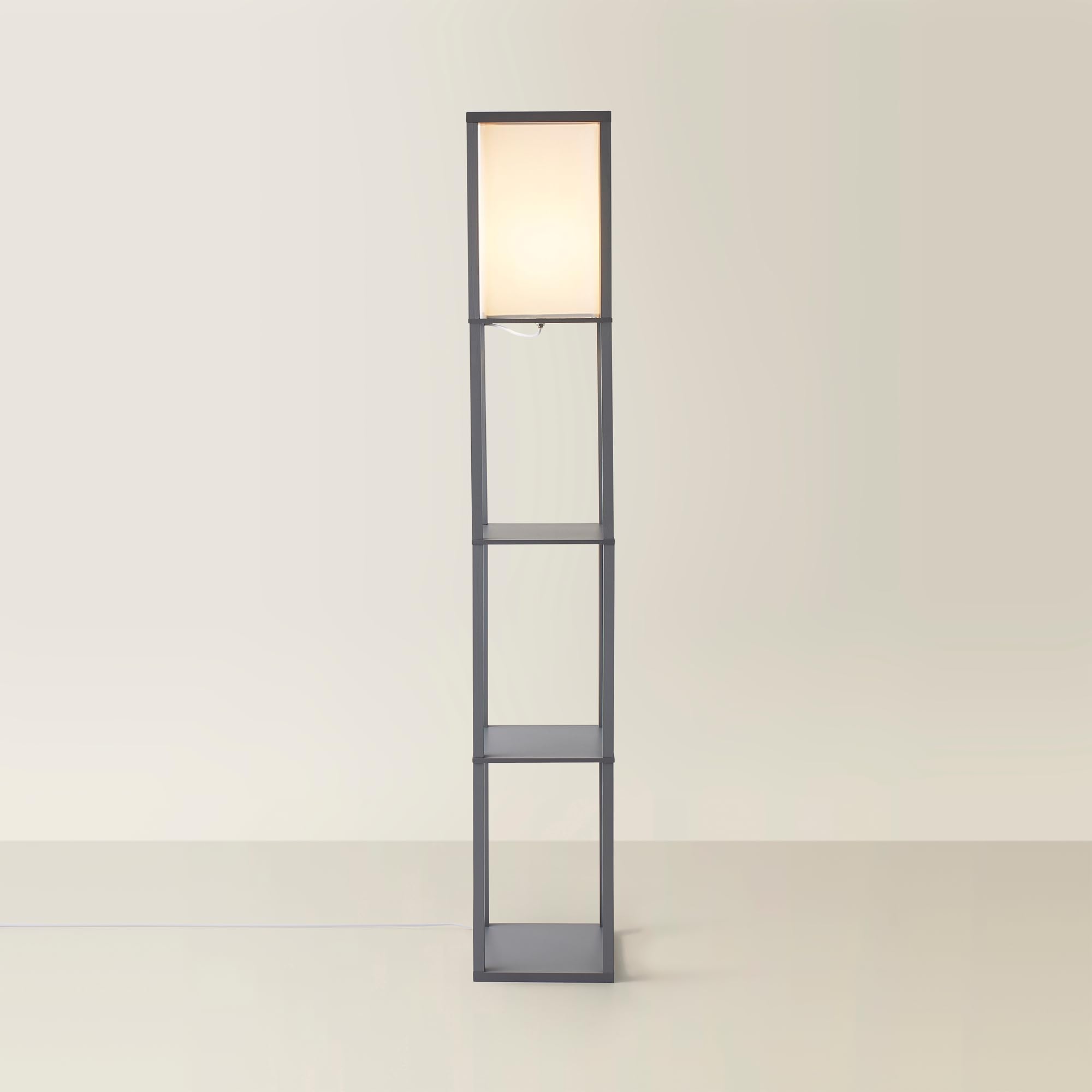 MiniSun | Grey Wooden Floor Lamp with Storage Shelves | Floor Lamps & Torchieres, Home Décor & Improvement Essential | Includes 10W GLS Bulb [3000K Warm White]