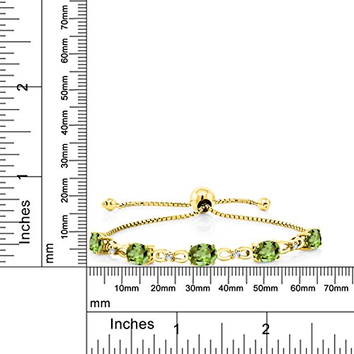Gem Stone King 7X5MM Oval Cut Gemstone Birthstone and Accent Lab Grown Diamond Tennis Bracelet For Women In 18K Yellow Gold Plated Silver | Adjustable Bolo Bracelet For Women | Easy-On Easy-Off4