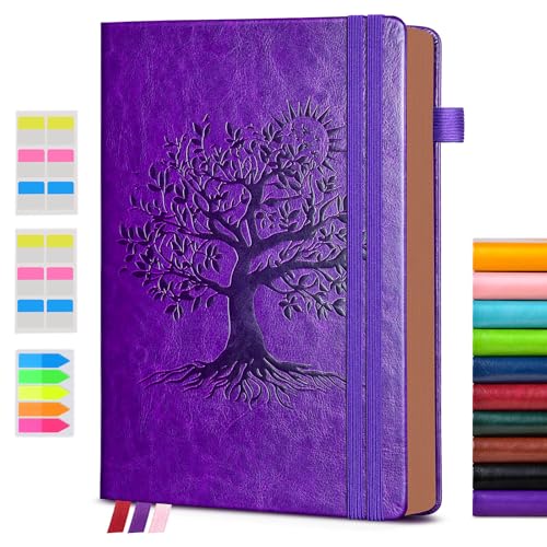 Image of Vintage Leather Journal - 300 Page Lined Journal for Women Men, A6 Small Notebook with 2 Elastic Straps, 3 Ribbons, Pen Holder, Pocket Notebook for Work, Travel, Writing, Daily Diary (3.7 inch x 6.8 inch)