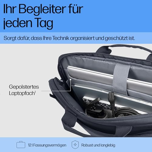HP Everyday 16 Zoll Laptop-Aktentasche – Wasserabweisend, Vielseitig mit Abnehmbarem Schultergurt und Trolley-Gurt, 12L Fassungsvermögen, Odyssey Grau