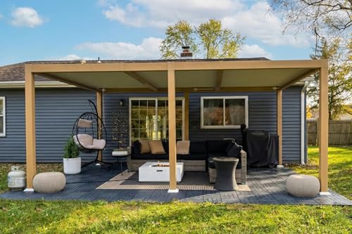PURPLE LEAF Pergola Bioclimatique en Effet Bois Aluminium 3,5 x 6,35 m, Tonnelle de Jardin...