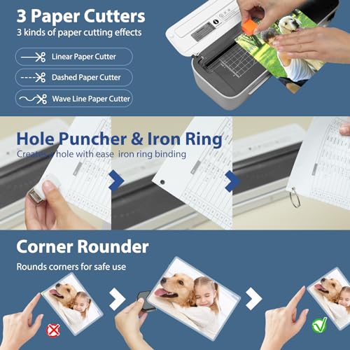 Laminator Machine, 11 in 1 Laminating Machine with 36 Laminating Sheets, A4/Letter Size Desktop Thermal Laminator 2 Temperature Modes 3 Cutters Built-in Paper Trimmer for Office Sc image 2