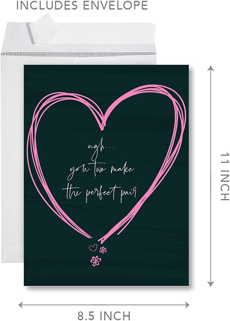 Andaz Press Funny Wedding Jumbo Card, The Perfect Pair 8.5 x 11 inch Blank Congratulations Greeting Card with Envelope, Humour, Rude Card for Newlyweds, Bride and Groom, Engagement Party Card, 1-Pack