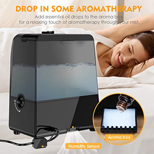 6L Warm and Cool Mist Humidifiers Large Room Baby Bedroom, Customized Humidity Vaporizer Quiet Air Humidifier with LED Touch Display and Remote, Essential Oil for Wholehouse - Thumbnail 5