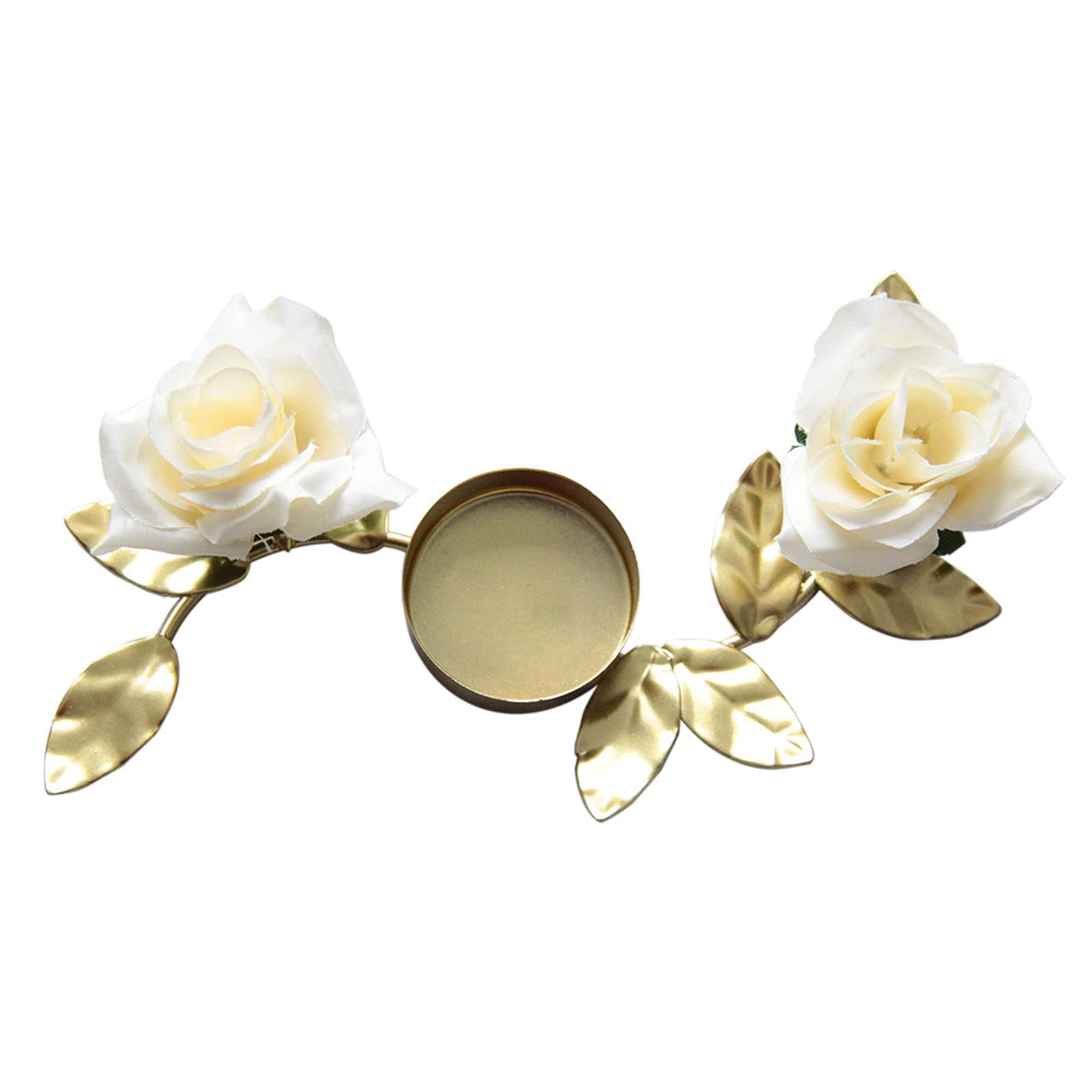 Tsophreniq Wrought Iron Holder Artificial Rose Candlestick Ornament Desktop Decor for Dinner Dining Table Decor Rose Holder
