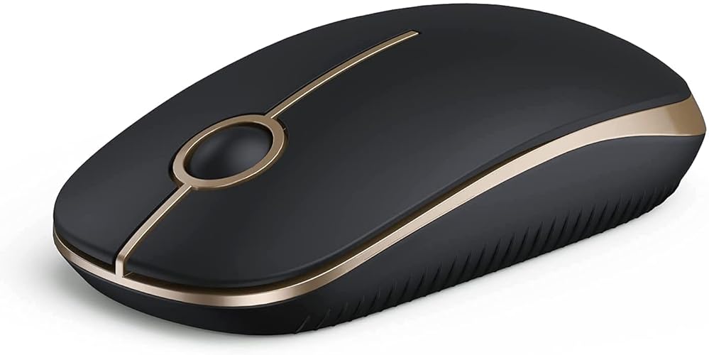 Wireless Mouse, Vssoplor 2.4G Slim Portable Computer Mice with Nano Receiver for Notebook, PC, Laptop, Computer-Gold and Black - Gold and Black